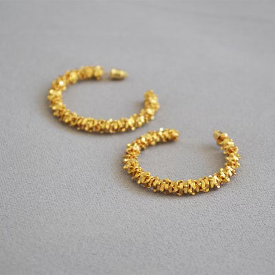 Gold textured hoops